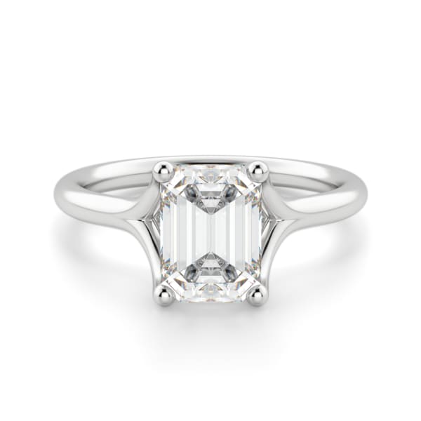 Rio Emerald Cut Engagement Ring, Default, 14K White Gold, Platinum