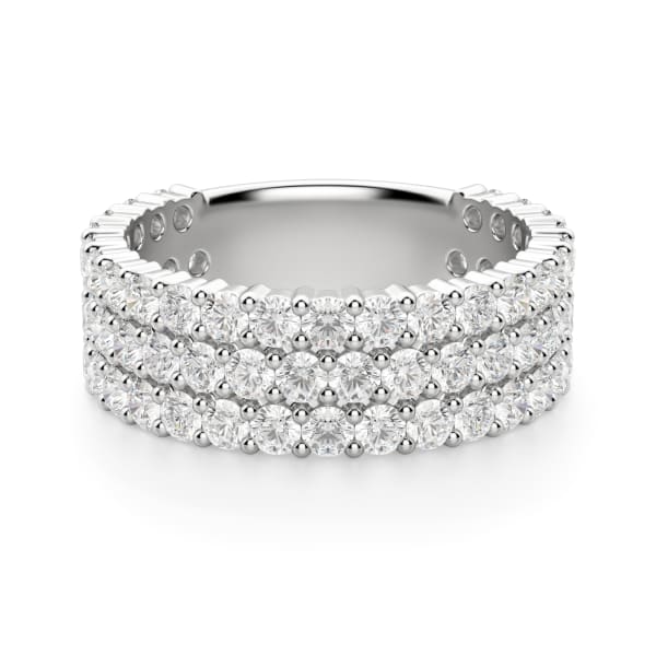 Round Cut Bold Pave Semi-Eternity Band (2 1/10 tcw), Default, 14K White Gold,\r

