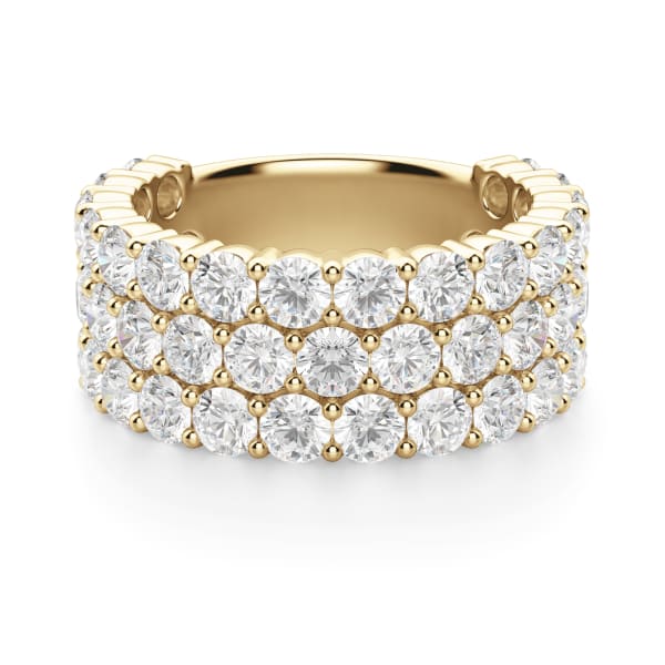Round Cut Bold Pave Semi-Eternity Band (4 tcw), Default, 14K Yellow Gold,\r
