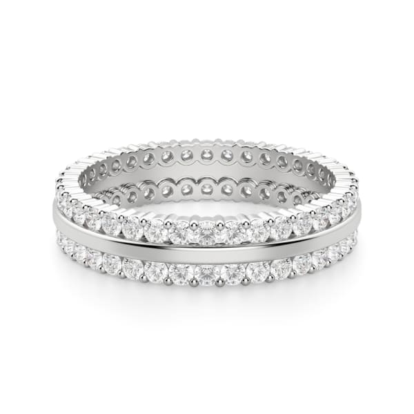 Round Cut Double Row Eternity Band (1 1/10 tcw), Default, 14K White Gold, 