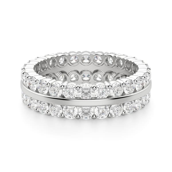 Round Cut Double Row Eternity Band (2 tcw), Default, 14K White Gold,\r
