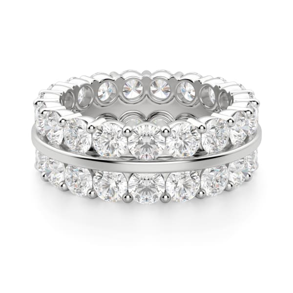 Round Cut Double Row Eternity Band (5 1/3 tcw), Default, 14K White Gold,\r
