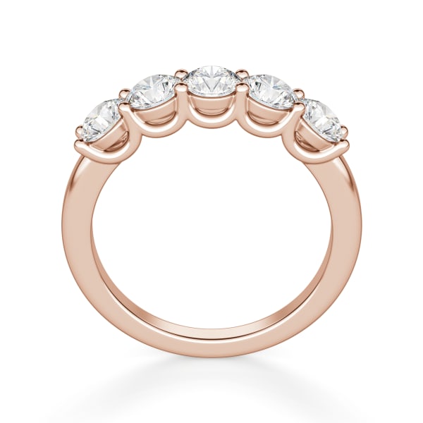 Round Cut Five Stone Anniversary Band, Hover, 14K Rose Gold,