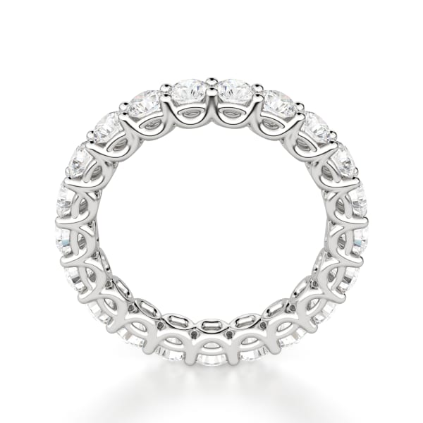 Round Cut Scallop Set Eternity Band (2 1/3 tcw), Hover, 14K White Gold,\r
