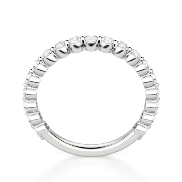 Round Cut Shared Prong Semi-Eternity Band (1/2 tcw), Hover, 14K White Gold,\r
