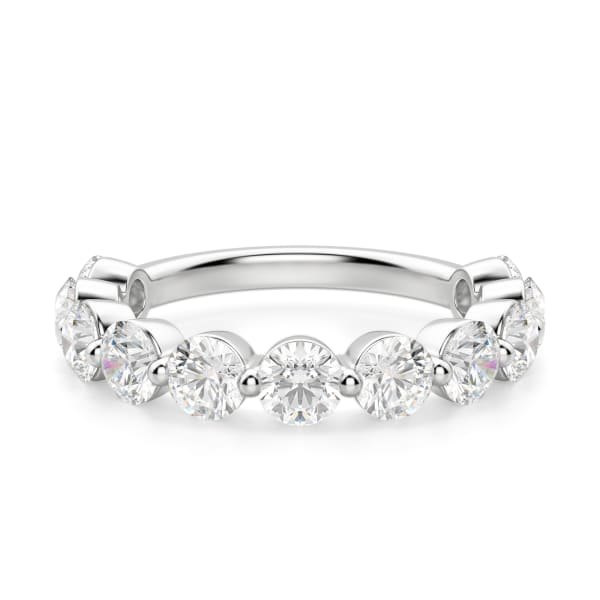 Round Cut Shared Prong Semi-Eternity Band (1 3/4 tcw), Default, 14K White Gold,\r
