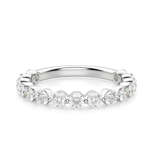Round Cut Shared Prong Semi-Eternity Band (1 tcw), Default, 14K White Gold,\r
