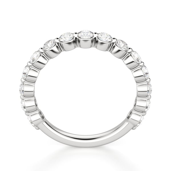 Round Cut Shared Prong Semi-Eternity Band (1 tcw), Hover, 14K White Gold,\r

