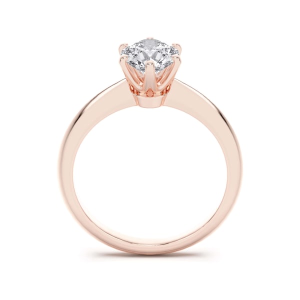 6 Prong Solitaire Round Cut Engagement Ring, Hover, 14K Rose Gold,