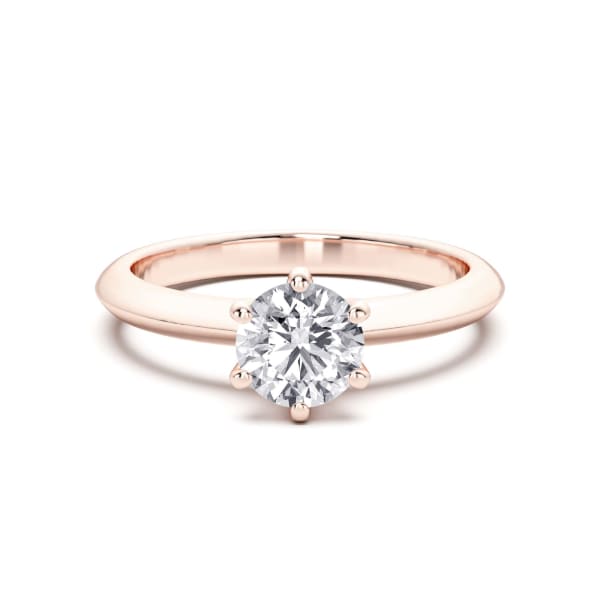 6 Prong Solitaire Round Cut Engagement Ring, Default, 14K Rose Gold,