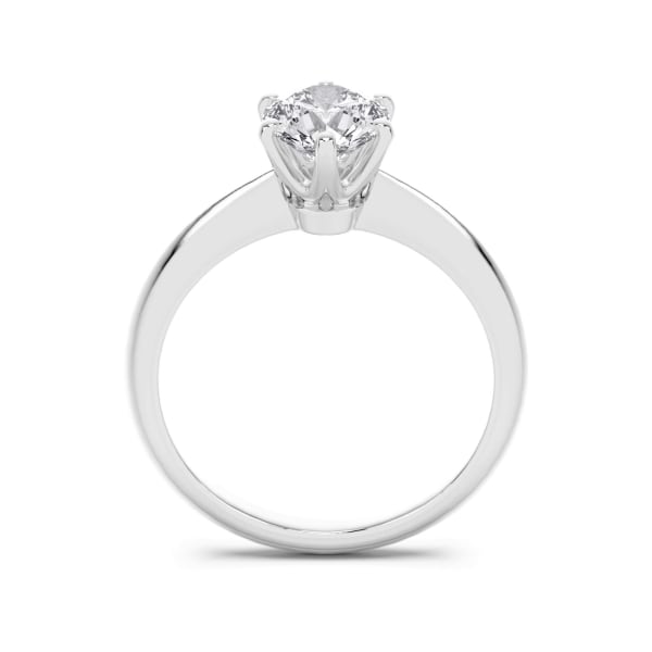 6 Prong Solitaire Round Cut Engagement Ring, Hover, 14K White Gold,