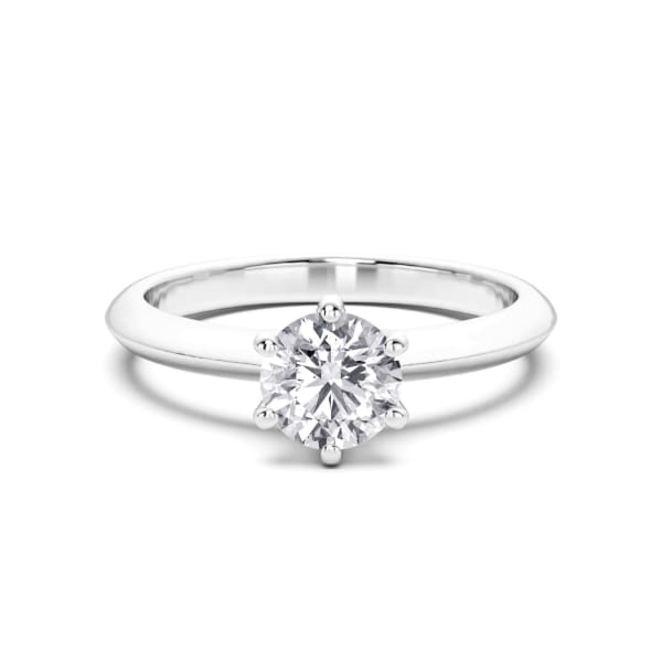6 Prong Solitaire Round Cut Engagement Ring, Default, 14K White Gold,