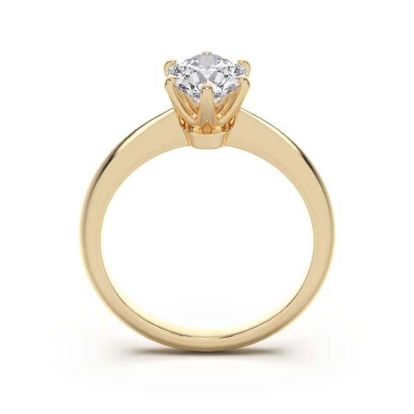 6 Prong Solitaire Round Cut Engagement Ring, Hover, 14K Yellow Gold,