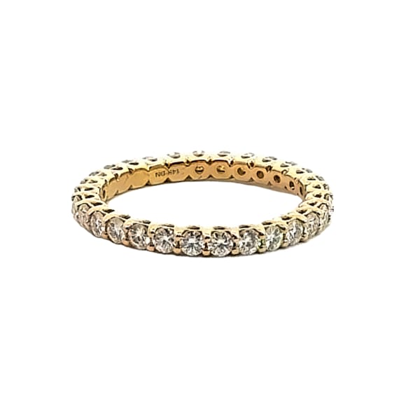 Round Cut Scallop Set Eternity Band 1 Cttw Ring Size 6 14K Yellow Gold Moissanite, Default, Hover,