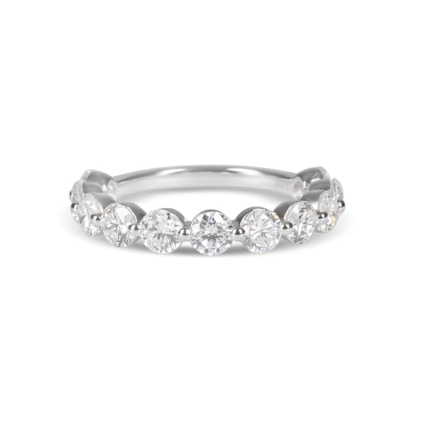 Round Cut Shared Prong Semi-Eternity Band, 1 3/4 Tcw DEW, Ring Size 6.75, 14K White Gold, Lab Grown Diamond, Default,