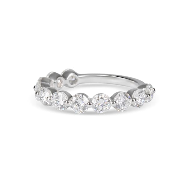 Round Cut Shared Prong Semi-Eternity Band, 1 3/4 Tcw, Ring Size 6.5, 14K White Gold, Lab Grown Diamond, Hover,