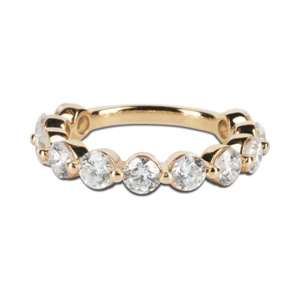Round Cut Shared Prong Semi-Eternity Band, 1 3/4 Tcw, Ring Size 4.75, 14K Yellow Gold, Lab Grown Diamond, Default,