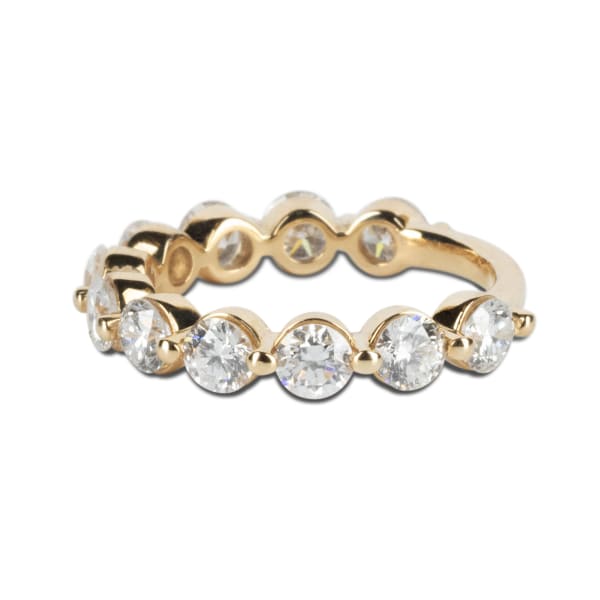 Round Cut Shared Prong Semi-Eternity Band, 1 3/4 Tcw, Ring Size 4.75, 14K Yellow Gold, Lab Grown Diamond, Hover,