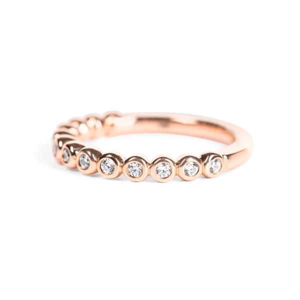 Scalloped Wedding Band, Ring Size 4.5, 14K Rose Gold, Nexus Diamond Alternative, Hover,