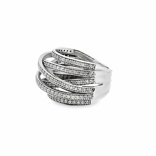 Seven Layered Accented Ring Ring Size 7.5 Platinum Nexus Diamond Alternative, Hover,