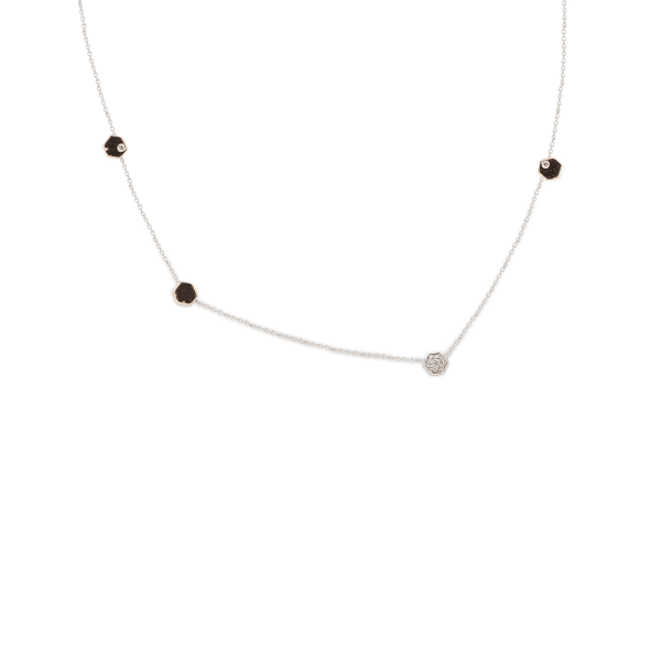 Honeycomb Necklace Sterling Silver Lab Grown Diamond, Default, Hover,