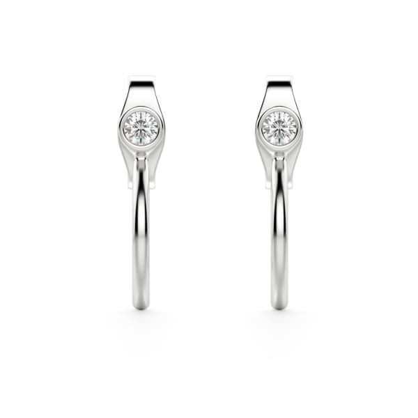 Solitaire Hoop Earrings Sterling Silver Nexus Diamond Alternative, Hover,