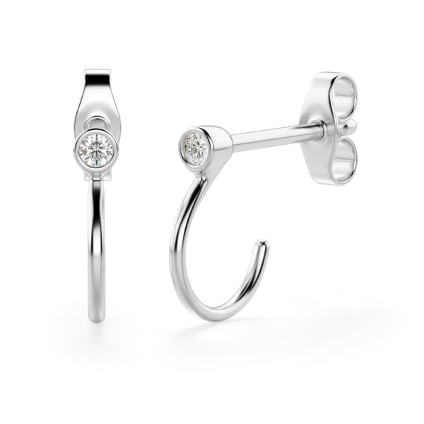 Solitaire Hoop Earrings Sterling Silver Nexus Diamond Alternative, Default,