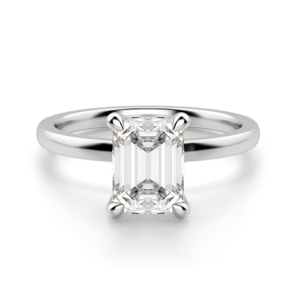 Solstice Emerald Cut Engagement Ring, Default, 14K White Gold, Platinum