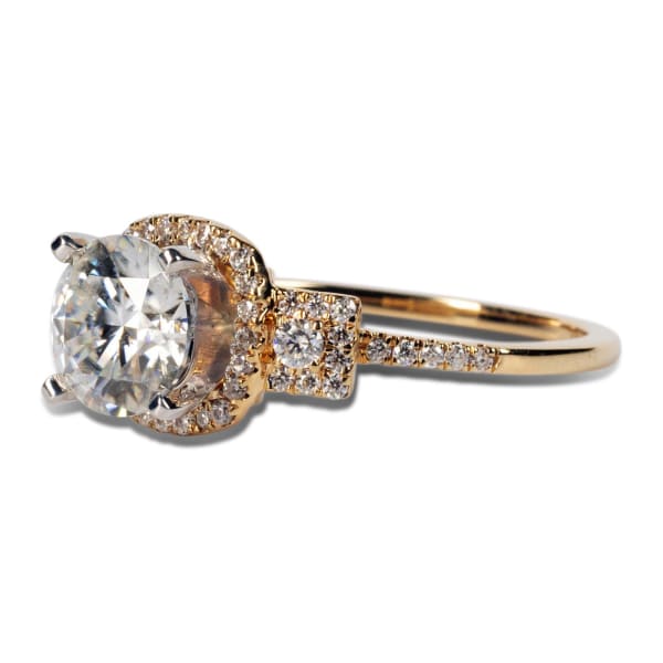 Tabitha Engagement Ring With 2.00 ct Round Center DEW, Ring Size 8.5-9.5, 14K Yellow Gold, Moissanite, Hover,