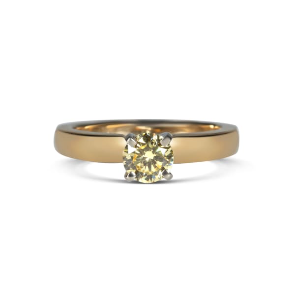 Tapered Classic Engagement Ring With 0.50 ct Canary Round Center DEW Ring Size 4.25-6.25 14K Yellow Gold Nexus Diamond Alternative, Default,