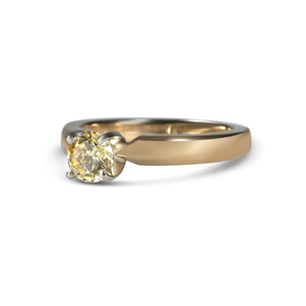 Tapered Classic Engagement Ring With 0.50 ct Canary Round Center DEW Ring Size 4.25-6.25 14K Yellow Gold Nexus Diamond Alternative, Hover,
