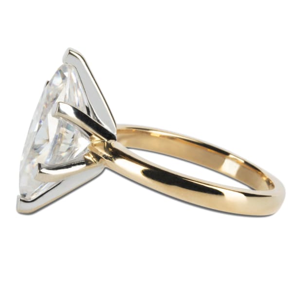 Tapered Classic Engagement Ring With 3.50 ct Marquise Center DEW, Ring Size 7-10, 14K Yellow Gold, Moissanite, Hover, 
