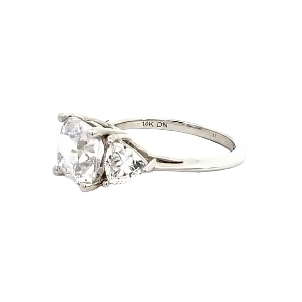 Toi et Moi Emerald and Pear Cut Engagement Ring Ring Size 5.75 14K White Gold Moissanite, Hover,