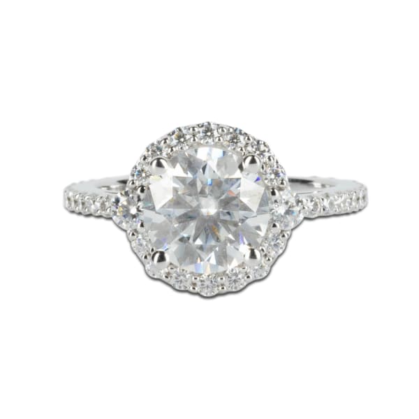 Tuscany Engagement Ring With 2.00 ct Round Center DEW, Ring Size 4.5-5.25, 14K White Gold, Moissanite, Default,