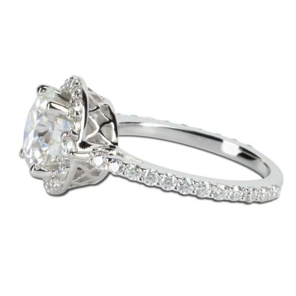 Tuscany Engagement Ring With 2.00 ct Round Center DEW, Ring Size 4.5-5.25, 14K White Gold, Moissanite, Hover, 