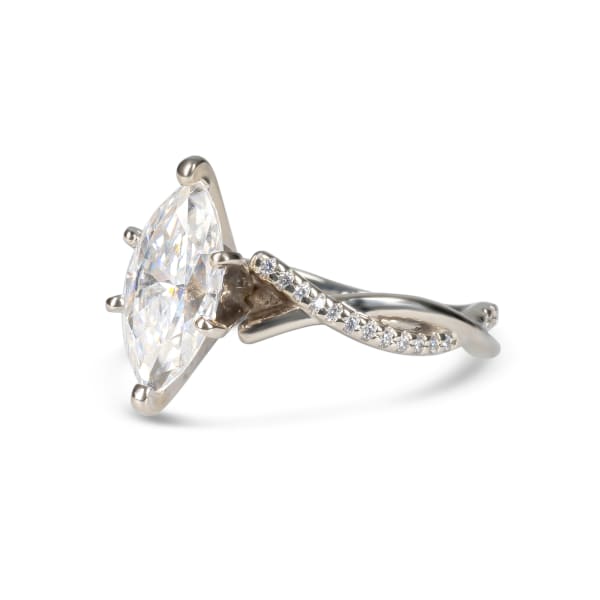 Twisted Accented Engagement Ring With 2.50 ct Marquise Center, Ring Size 5.5, Platinum, Lab Grown Diamond, Hover,