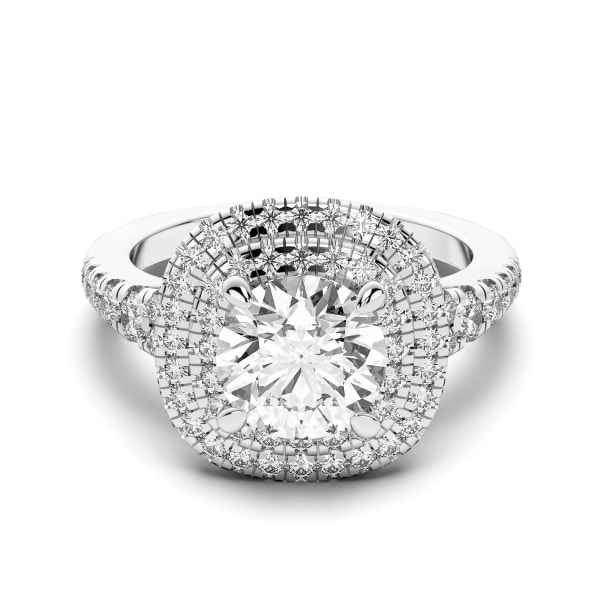 Pamplona Round Cut Engagement Ring, Default, 14K White Gold, Platinum