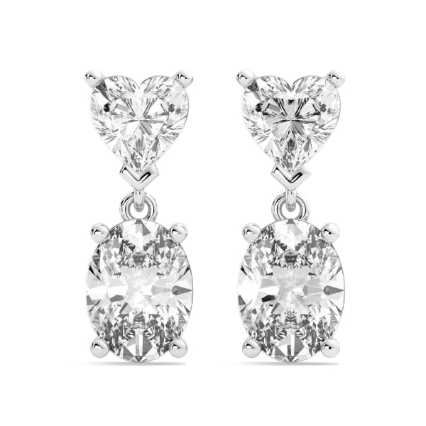 Leto Heart-Oval Cut Drop Earrings, 3.00 Ct. Tw., Default, 14K White Gold,
