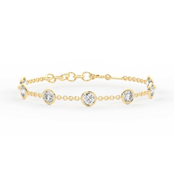 7 Stone Bezel Set Diamonds By The Yard Bracelet, Default, 14k Yellow Gold, 