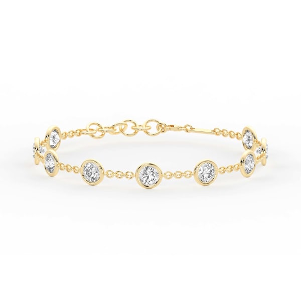 9 Stone Bezel Set Diamonds By The Yard Bracelet, Default, 14k Yellow Gold, 