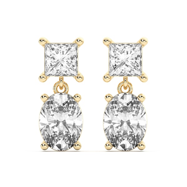 Leto Princess-Oval Cut Drop Earrings, 3.00 Ct. Tw., Default, 14K Yellow Gold,