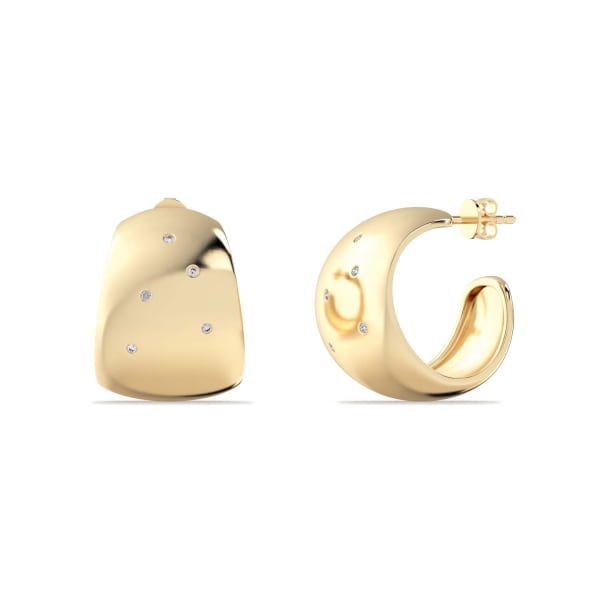 Fancy J-Hoop Accented Earrings Sterling Silver & 14K Gold Plated, Hover, Sterling Silver &#38; 14K Yellow Gold Plated,