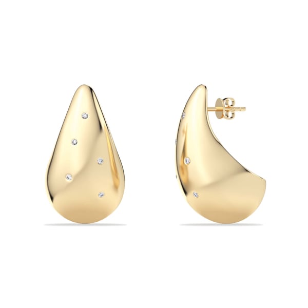 Pear Shaped J-Hoop Accented Earrings Sterling Silver & 14K Gold Plated, Hover, Sterling Silver &#38; 14K Yellow Gold Plated,