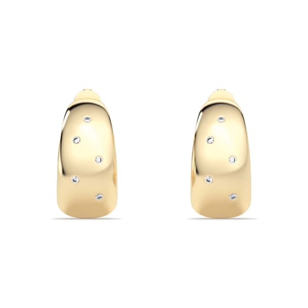 Elongated J-Hoop Accented Earrings Sterling Silver & 14K Gold Plated, Default, Sterling Silver &#38; 14K Yellow Gold Plated,