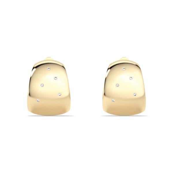 Elongated J-Hoop Accented Earrings 14K Gold, Default, 14K Yellow Gold,