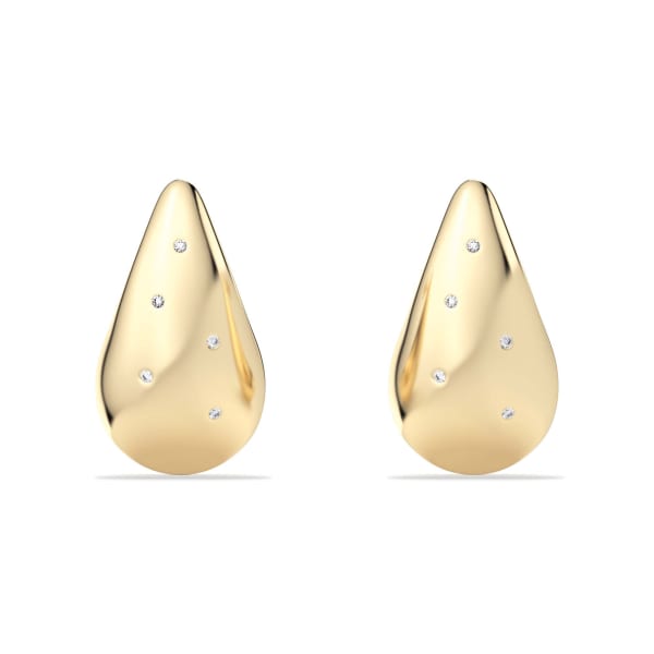 Pear Shaped J-Hoop Accented Earrings Sterling Silver & 14K Gold Plated, Default, Sterling Silver &#38; 14K Yellow Gold Plated,