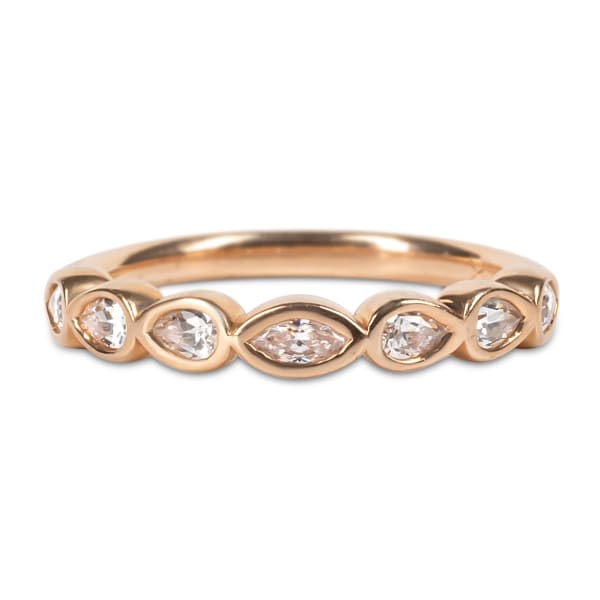 Zinnia Bezeled Wedding Band Ring Size 6 14K Rose Gold Nexus Diamond Alternative, Default,