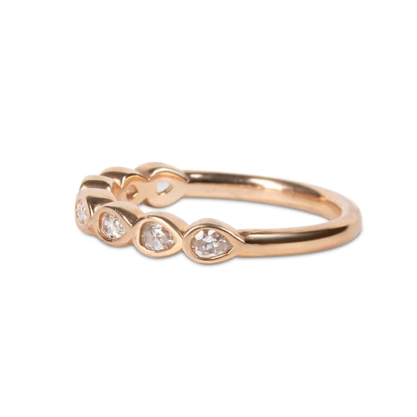 Zinnia Bezeled Wedding Band Ring Size 6 14K Rose Gold Nexus Diamond Alternative, Hover,