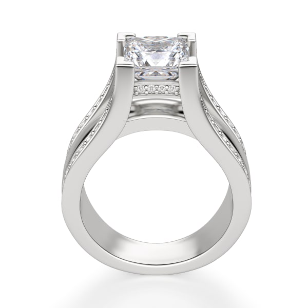 Abigail Engagement Ring With 2.00 Ct Princess Center DEW Ring Size 9.25-10 14K White Gold Moissanite ,  Hover, 