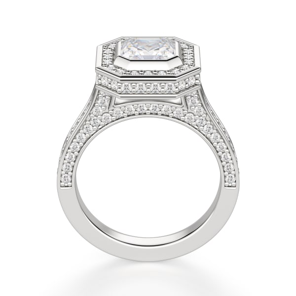 Adelaide Asscher Cut Engagement Ring, 14K White Gold, Hover, 